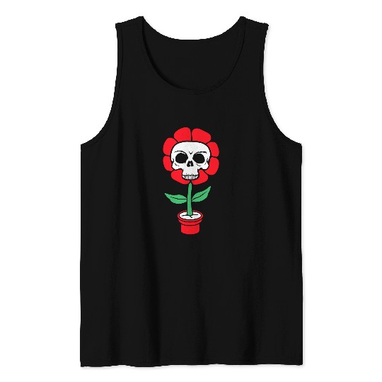 Evil Skull Flower Horror Halloween Skeleton Head Tank Tops