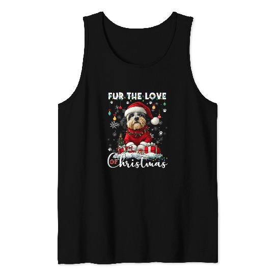 Shih Tzu Christmas Tree Lights Decorations Dog Tank Tops