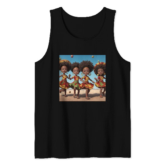 Animated African kids dancing Tank Tops