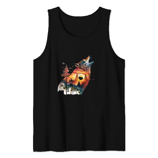 Vintage Wolf Moon Graphic Tank Tops – Retro 90s
