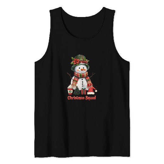 Snowman Christmas Family Gathering Tank Tops