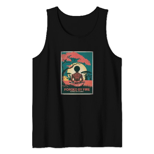 Vintage Afro Samurai Warrior - Forged By Fire Tank Tops