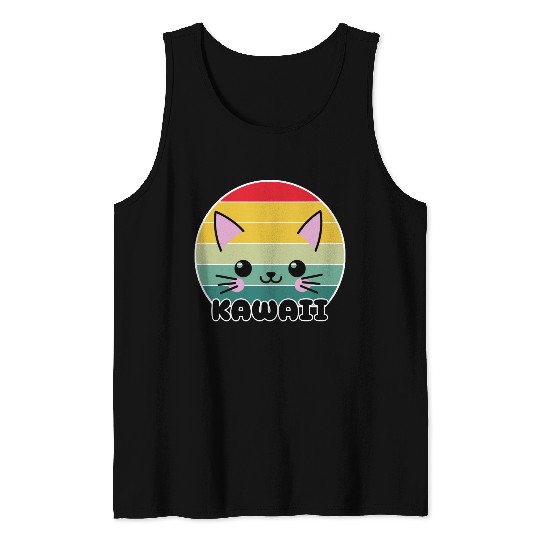 Kawaii Cat Face, Cat Lovers Tank Tops
