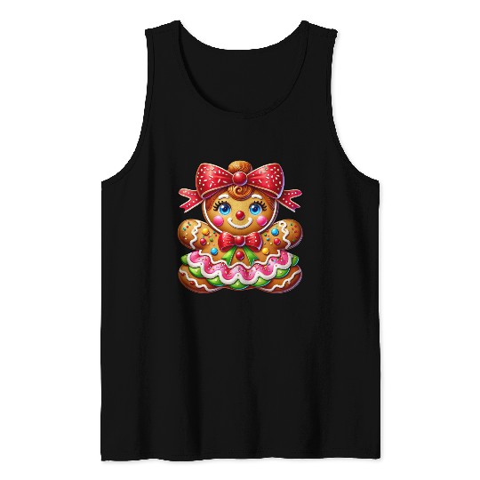 Gingerbread Christmas, Merry Christmas, Candy Tank Tops