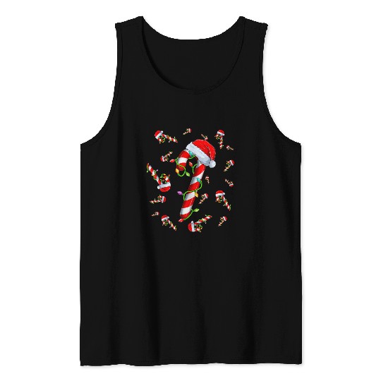 Candy Cane Merry and Bright Red and White Candy Tank Tops