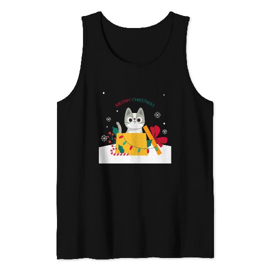 Meowy Christmas Surprise! Tank Tops