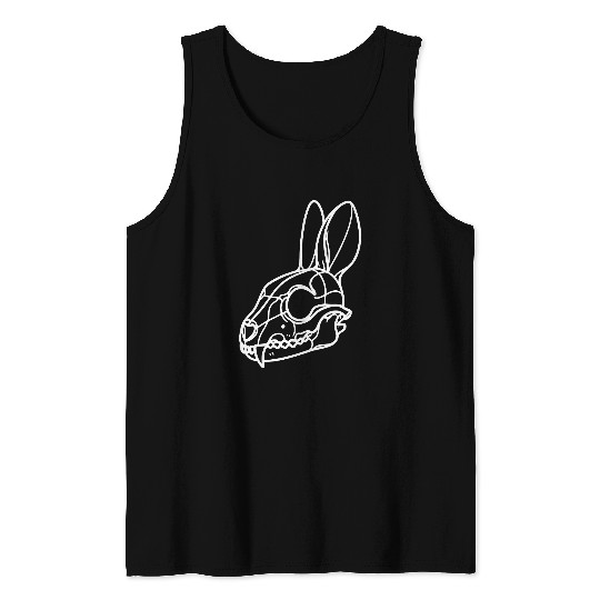 Minimalistic Vector Rabbit Skull Kids Drawing Tank Tops