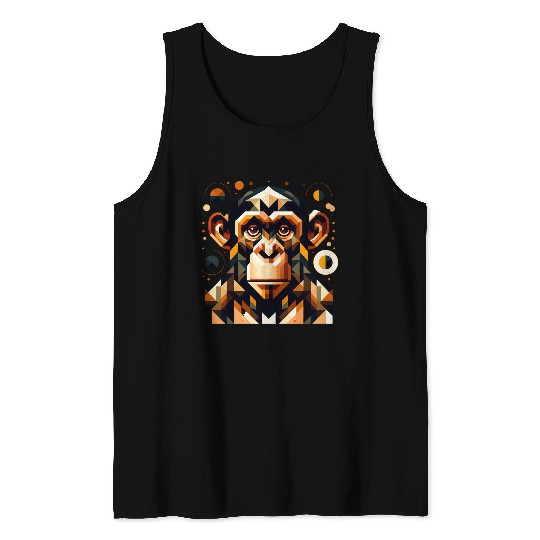 geometric abstract chimpanzee art design Tank Tops