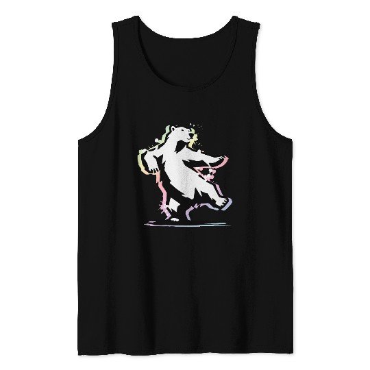 Dancing polar bear in stencil style Tank Tops