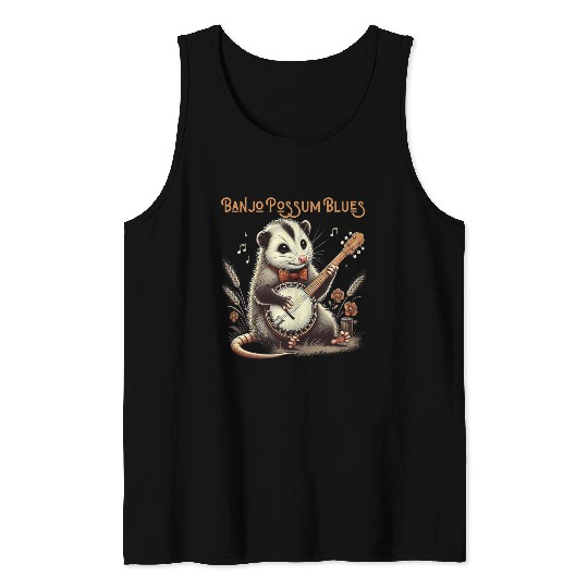 Funny Opossum Playing Banjo Tank Tops