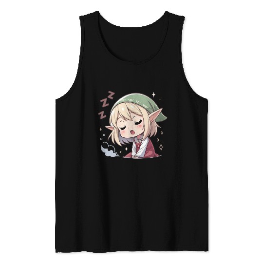 Sleepy Sprite: Cute Elf Napping So Lovingly Tank Tops