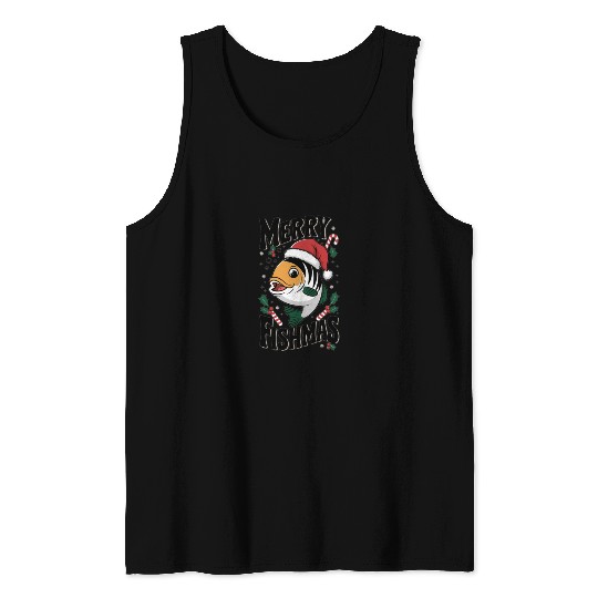 "Merry Fishmas Tank Tops - Funny Christmas Fish