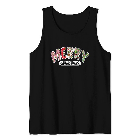 Merry Grin Happy Christmas Tank Tops