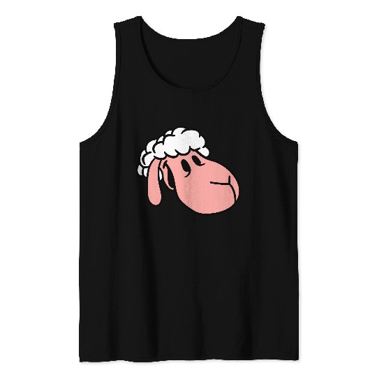 Sheep Face Head Cute Sweet Little Lamb Cool Comic Tank Tops