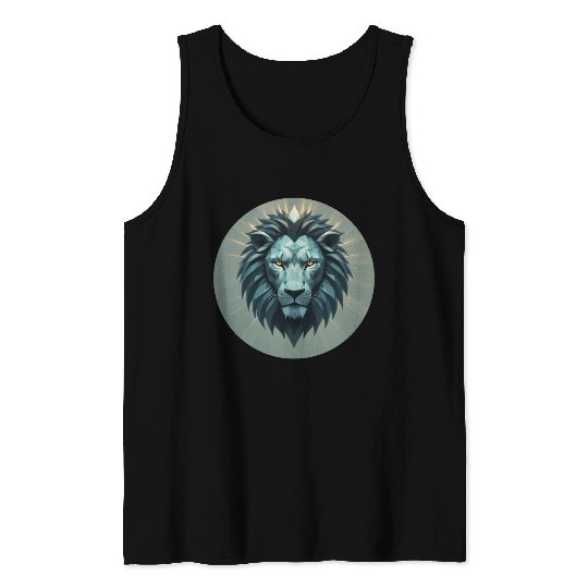 Geometric Power Lion Tank Tops