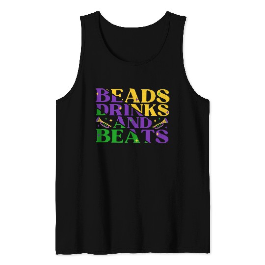 Beads Drinks Beats Mardi Gras Tank Tops