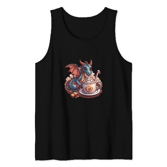 Cozy Dragon and Hot Chocolate Delight Tank Tops