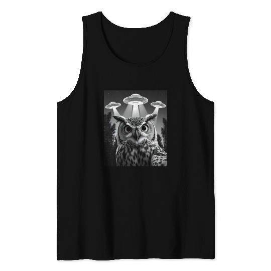 UFO Funny Owl Tank Tops
