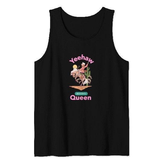 Yeehaw Queen, girl horse riding Tank Tops.