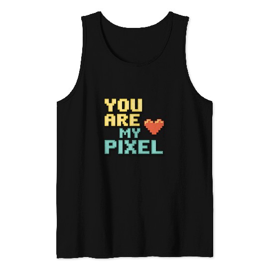 Gamer Valentine's Pixel 8-bit Gaming Couple Tank Tops