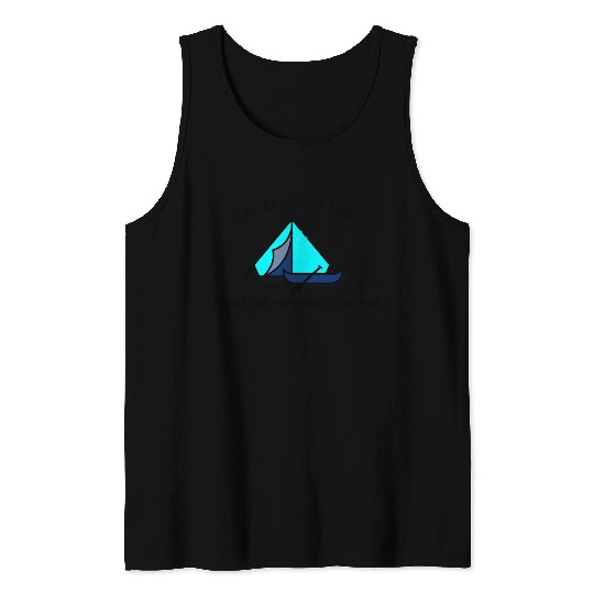 Kayak Camping blue Tank Tops