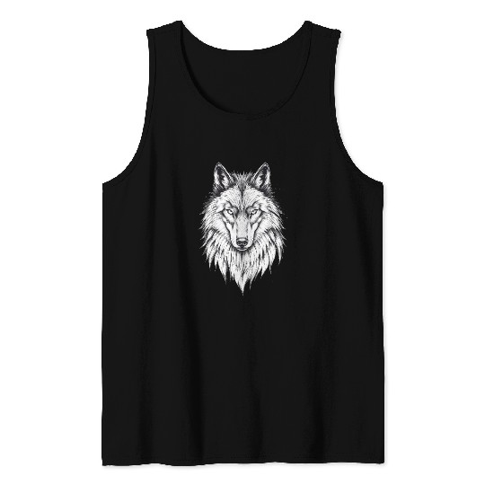 Wolf Face: Majestic and Wild Tank Tops