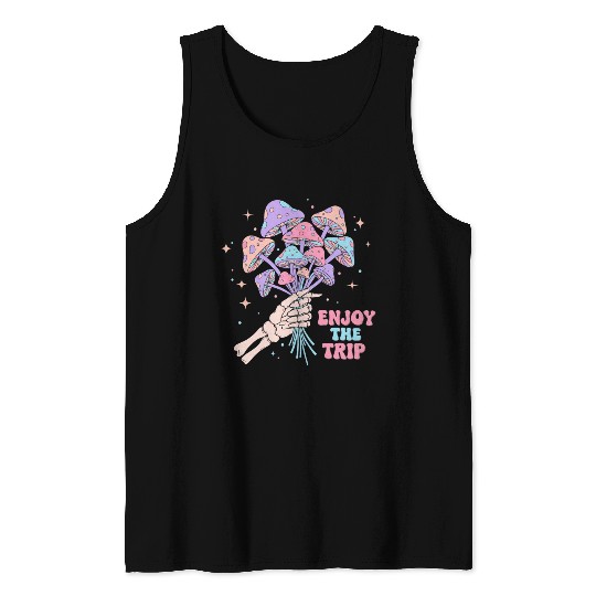 Psychedelic Mushrooms with Skeleton Hand Tank Tops