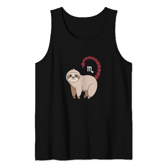 Scorpio Zodiac Sloth with Scorpio Sign Tail Tank Tops