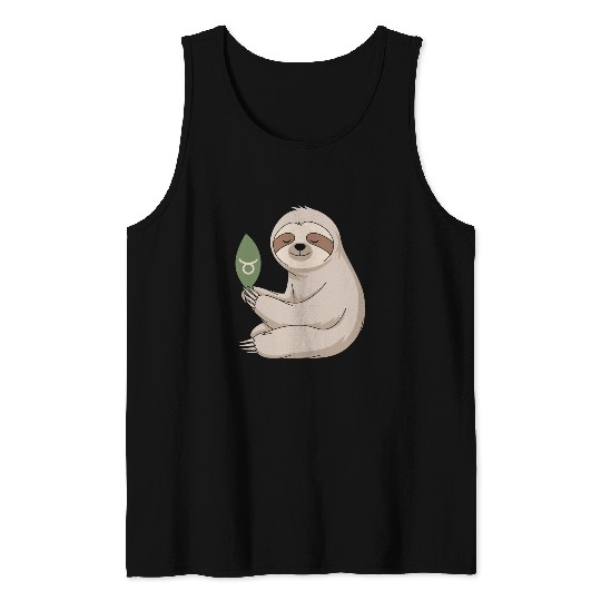 Taurus Zodiac Sloth Embracing Serenity Tank Tops