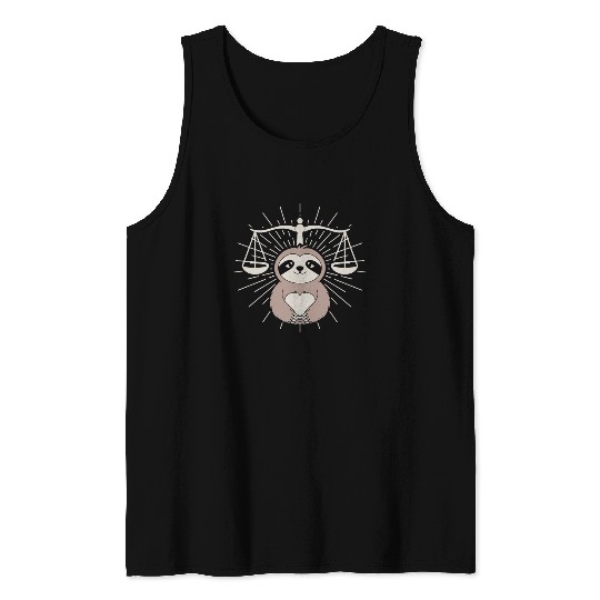 Charming Libra Zodiac Sloth Embrace Tank Tops