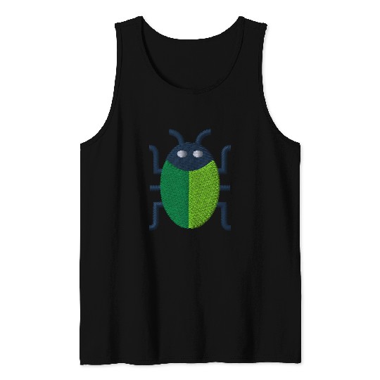 Green bug embroidered Tank Tops