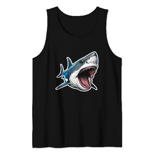 Big White Shark Attack Tank Tops