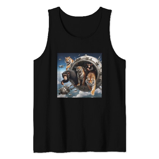 Tigers and chimpanzees and bears spacecraft Tank Tops
