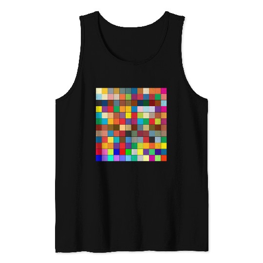 "Vibrant Multi-Color Square Box Design Tank Tops"