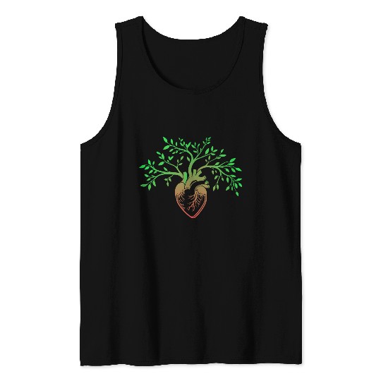 Nature-Inspired Anatomical Heart & Tree Design Tank Tops