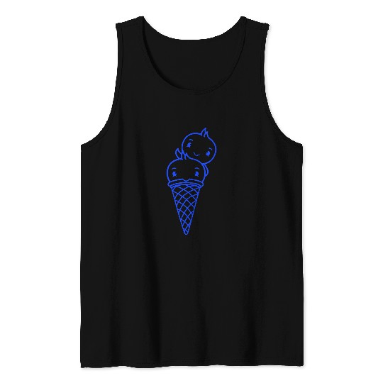Two Birds Ice Cream Waffle Scoops Greeting Waving Tank Tops