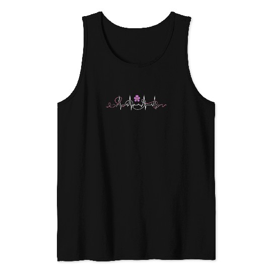 Lesbian Heartbeat Love Pulse Queer Violet Flower Tank Tops