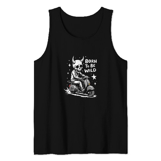 Born to Be Wild - Skull Devil on Scooter Tank Tops