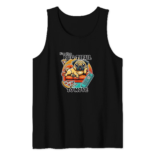 Pug Relaxing Couch Design Tank Tops