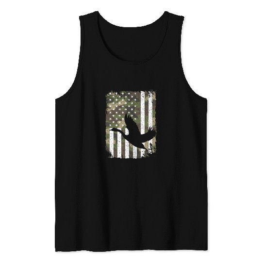 Goose Hunting Camo US Flag For Hunter Camouflage Tank Tops