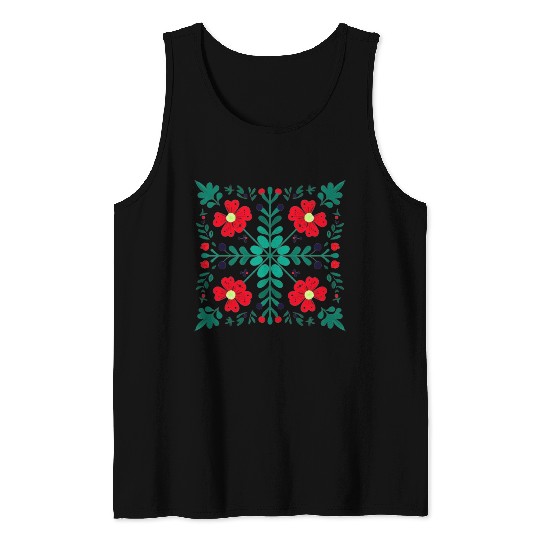 Folk Floral Mandala Tank Tops