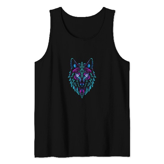 wolf face Tank Tops