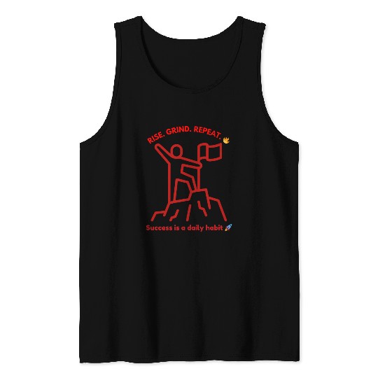 Success Motivation | Rise. Grind. Repeat Tank Tops