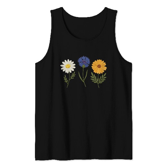 Wildflower Trio Daisy Cornflower Marigold Tank Tops