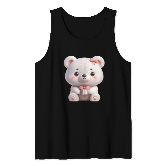 Sweet Teddy Bear and Gift Box Tank Tops