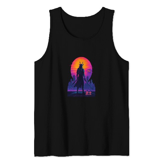 Neon Samurai - Cyberpunk Warrior Art Tank Tops