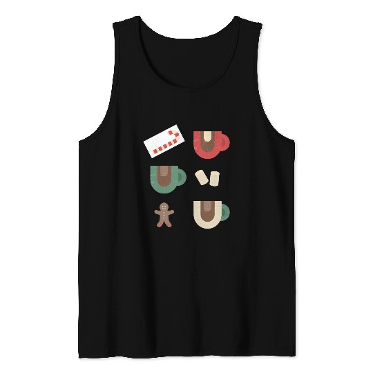 Cute Retro Hot Cocoa Christmas Mug Design Tank Tops