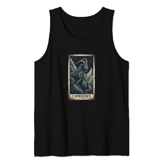 Zodiac Card Capricorn Tank Tops