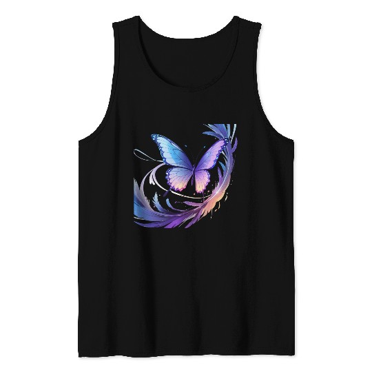 Spectrum Wings – Abstract Floral Butterfly Design Tank Tops