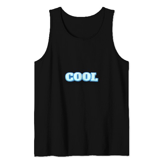 COOL Ice Blue Bold Text Tank Tops